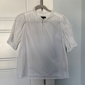 J. Crew White Ruffled Blouse - Sz Small
